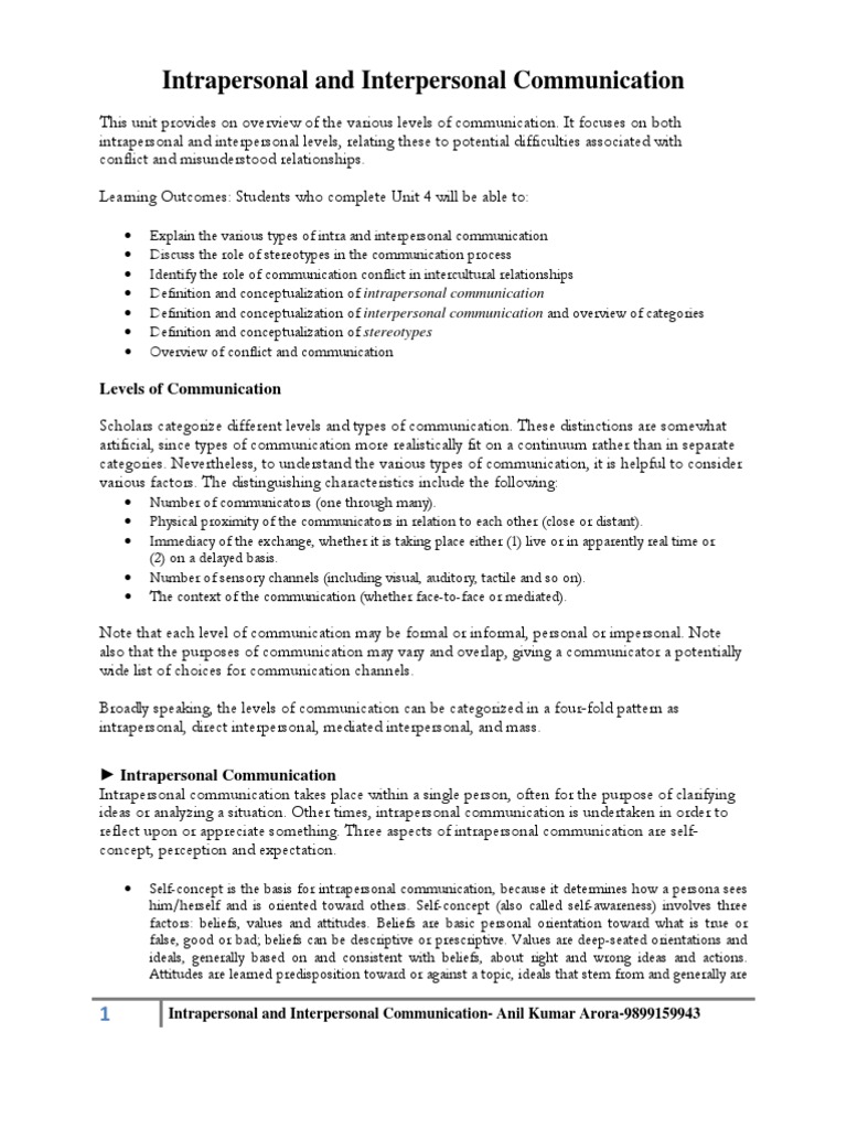 How does intra and interpersonal perception interpersonal perception simple definition